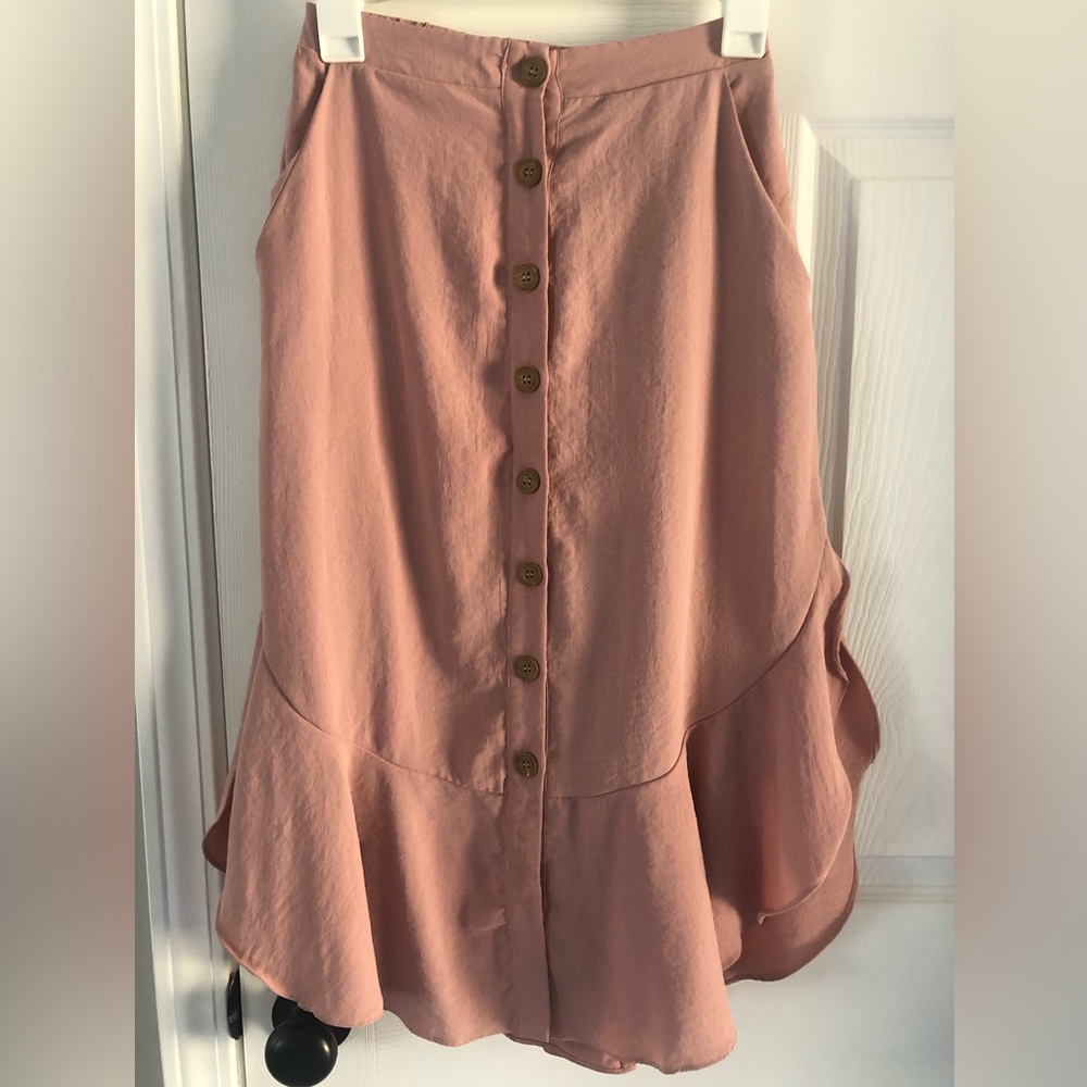 Pink lined skirt.